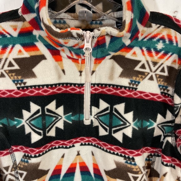 Powder River Outfitters Women L Fleece Quarter Zip Jacket Southwest Aztec Tribal - Picture 6 of 15
